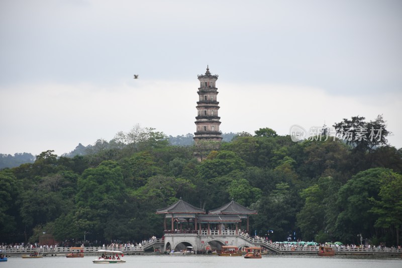 广东惠州：西湖景区泗洲塔、九曲桥