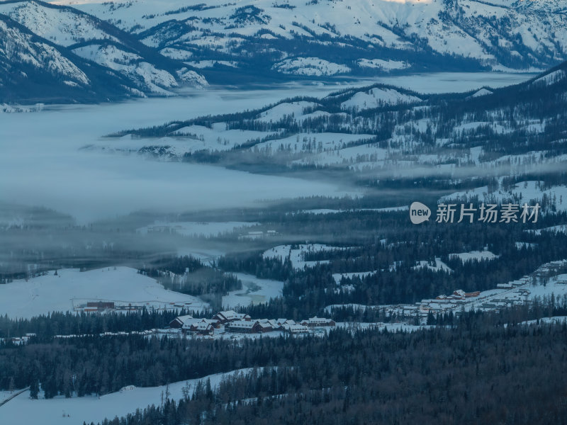 新疆北疆阿勒泰喀纳斯冬季雪景童话世界航拍