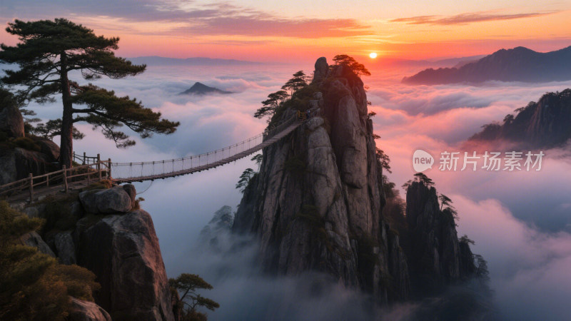 山峰云海间日出景观