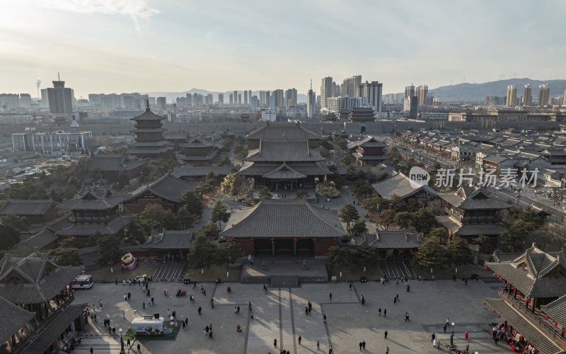 山西省大同市大同古城华严寺航拍