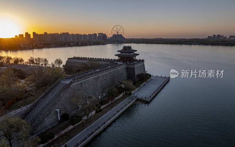 山东省聊城市东昌府区聊城古城航拍