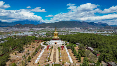 航拍云南丽江金塔景区4A景区