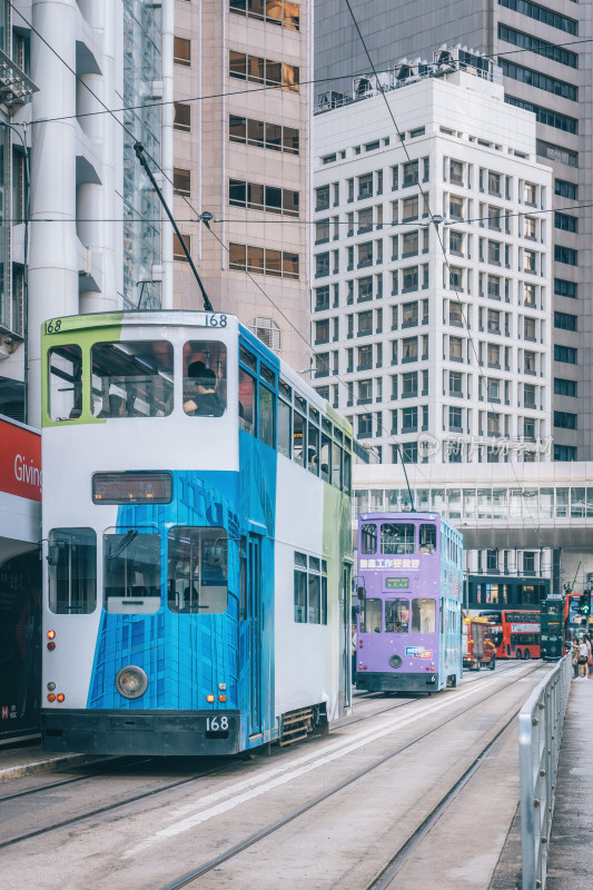 香港中环德辅道中叮叮车有轨电车