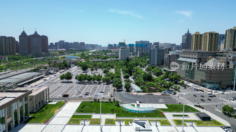 航拍河北石家庄大景城市建设