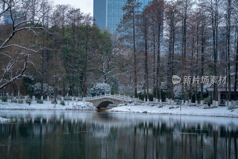 武汉冬天解放公园雪景