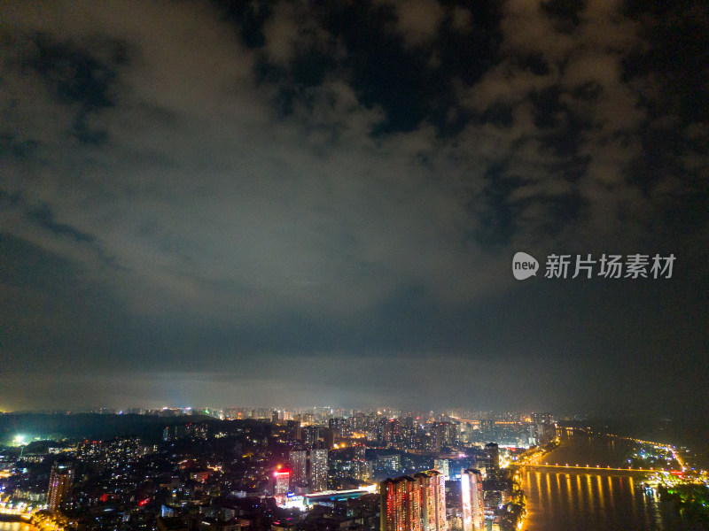 乐山城市夜景航拍图