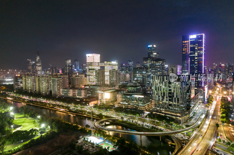 深圳南山区高新园、科技园的晚霞夜景