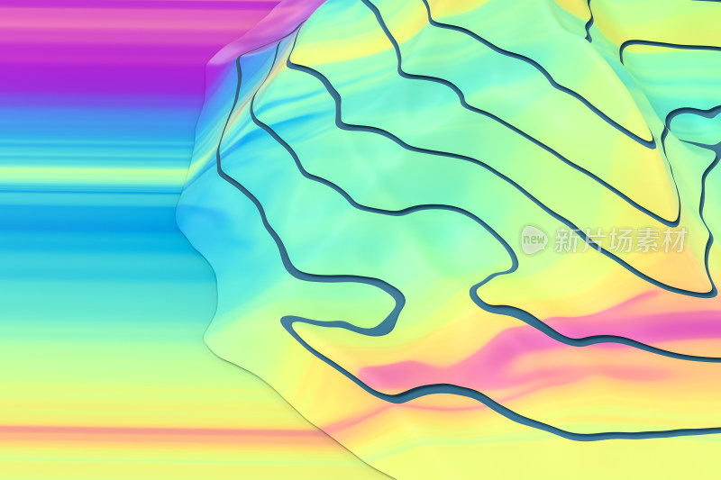 等高线三维概念背景 3D渲染
