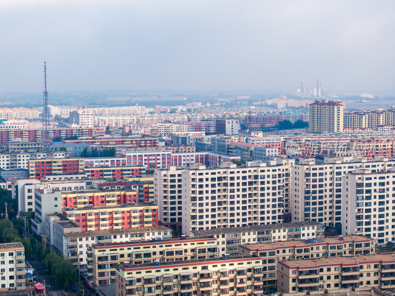 中国东北辽宁阜新市区城市风景航拍