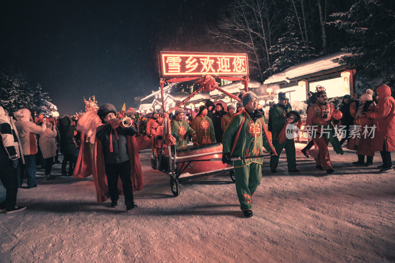 东北雪乡雪谷人文夜景