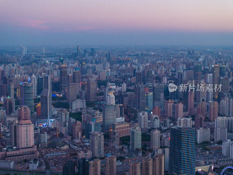 航拍上海现代都市摩天大楼陆家嘴外滩夜景