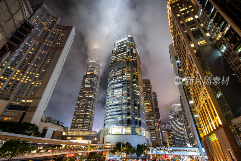 中国香港中环城市风光夜景