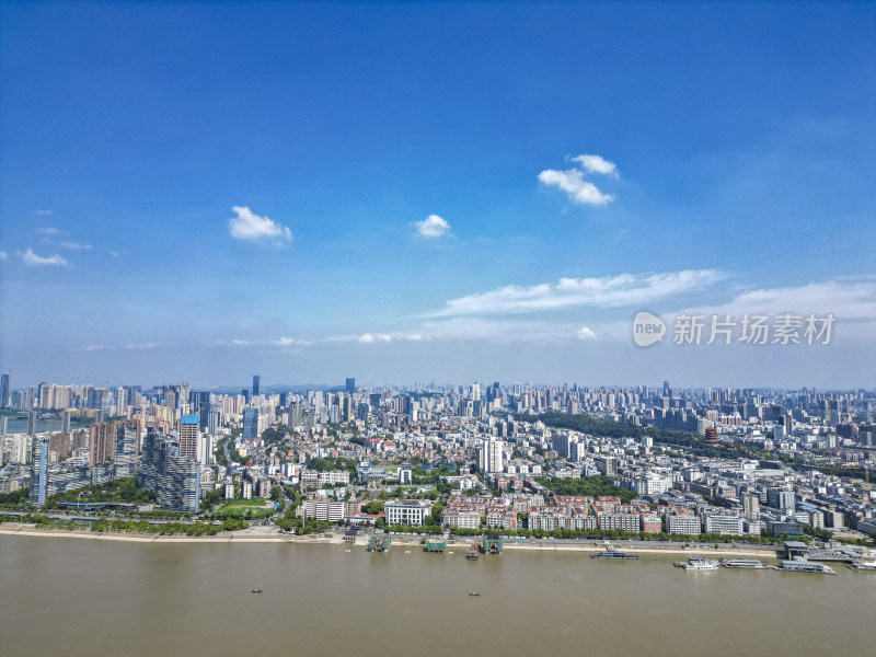 湖北武汉城市风光长江两岸航拍图