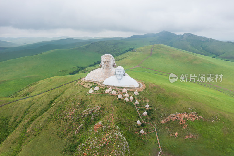 航拍霍林郭勒可汗山景区风光