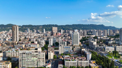 航拍四川宜宾建设宜宾城市风光摄影图