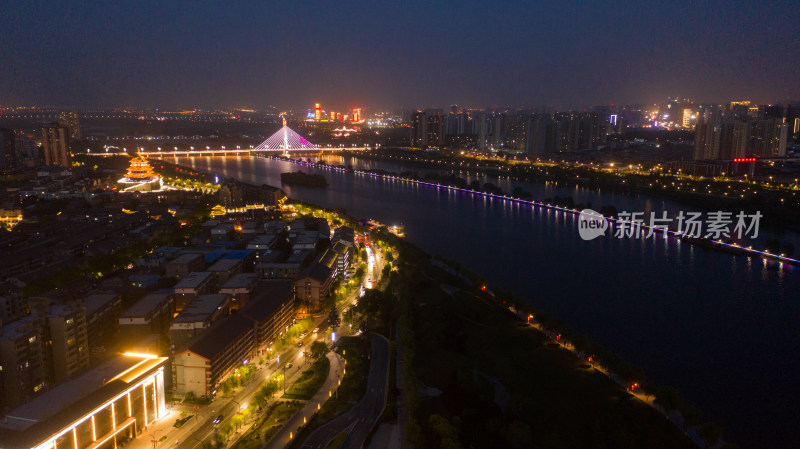 咸阳城市夜景航拍