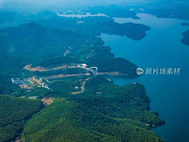 夏季白天航拍常州溧阳天目湖自然风光