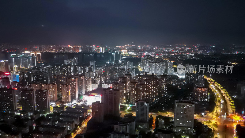 莆田城市大景夜景灯光航拍图