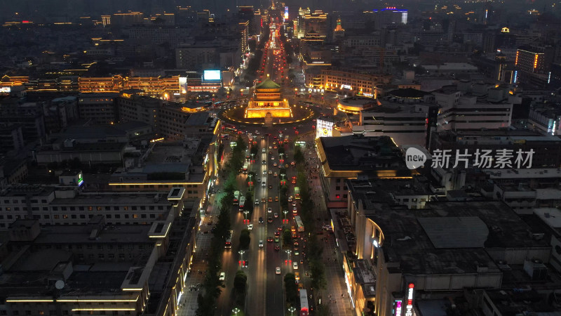 陕西西安钟楼夜景风光