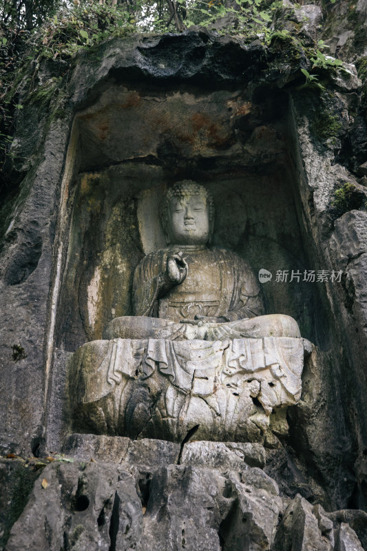 杭州飞来峰石刻佛像群-元代释迦佛坐像