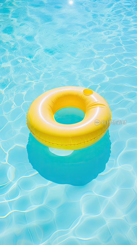 游泳池里的黄色游泳圈