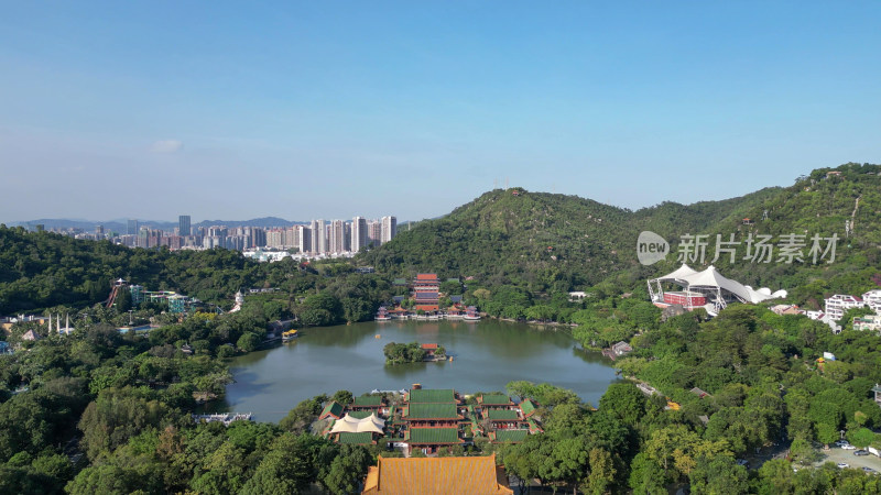 航拍广东珠海圆明新园