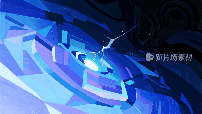 蓝色抽象图形光影场景