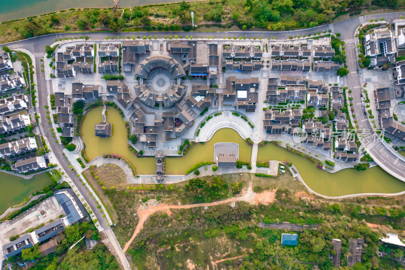 广西崇左市城市风光太平古城航拍摄影图