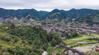 柳州三江程阳八寨景区航拍图