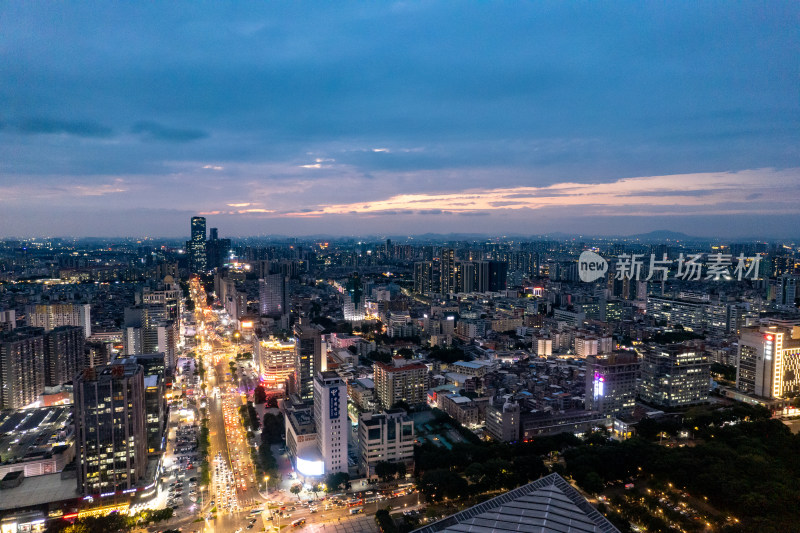 广东东湾夜幕降临夜景灯光航拍摄影图