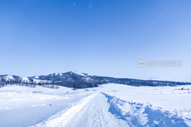 冬季雪地里的公路