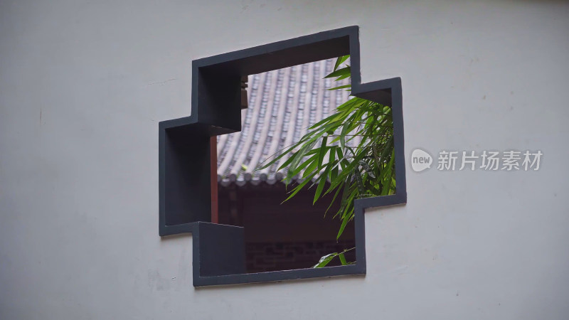 园博园雨天江南园林建筑雨天氛围