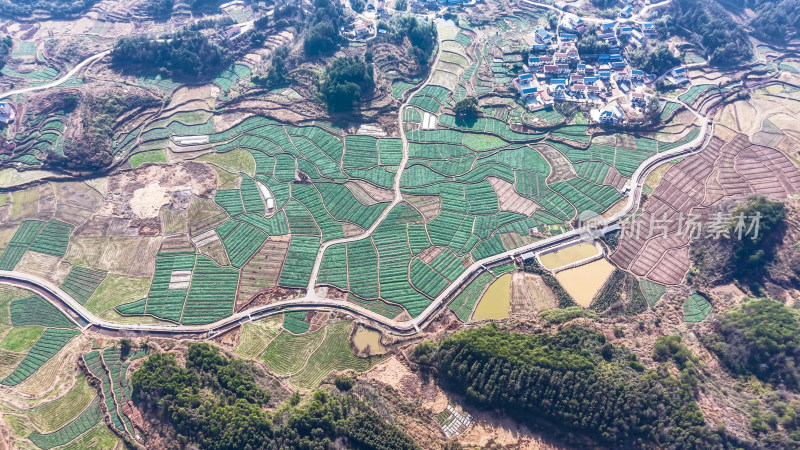 俯瞰乡村农田风光