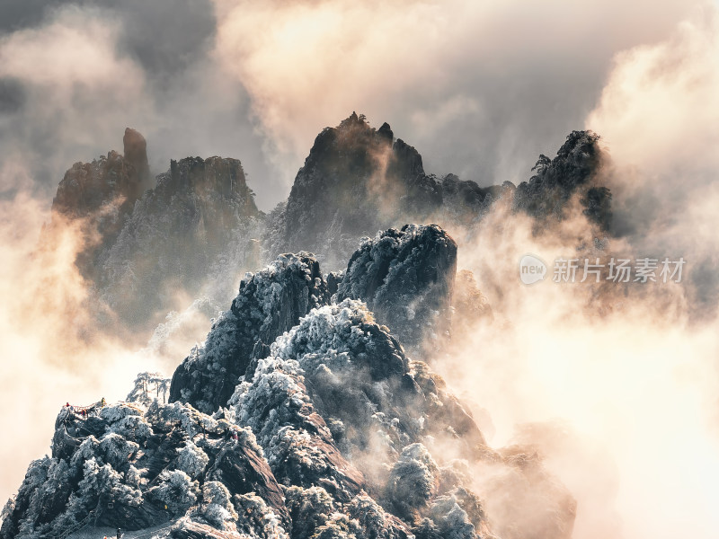 黄山云海 日出雾凇 黄山航拍 风景 自然风光