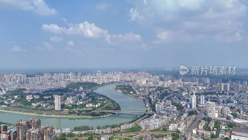 航拍四川内江大景内江城市建设