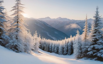 冬季森林白雪覆盖风景