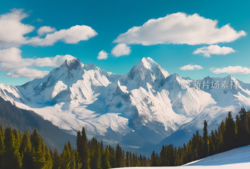 雪山高原草原森林风景