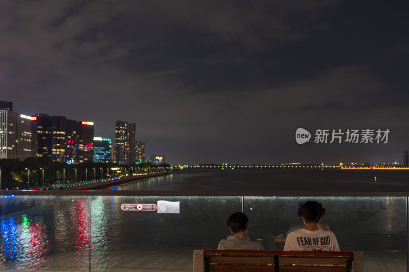 杭州钱江新城城市阳台夜景