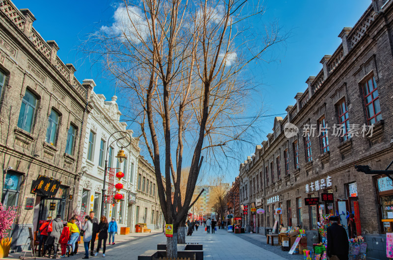 哈尔滨道外中华巴洛克大街老建筑街道