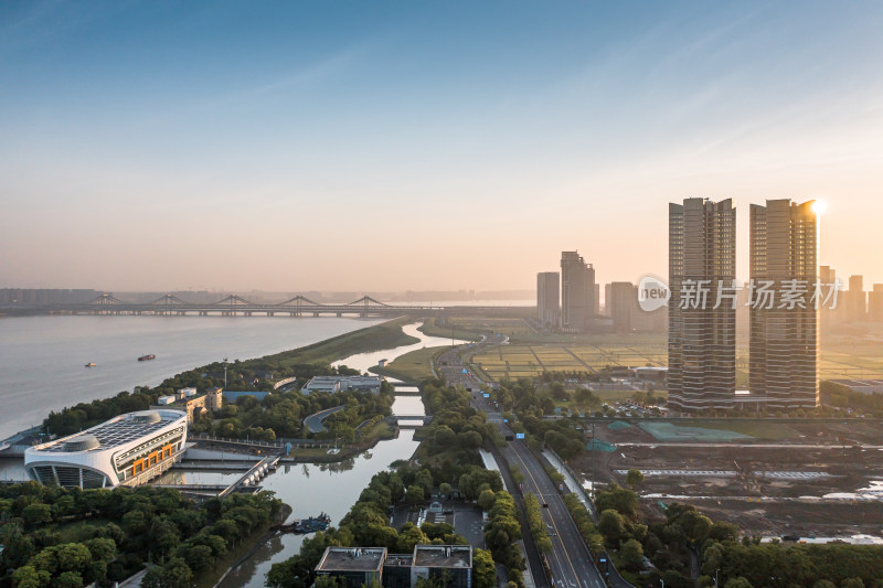 杭州滨海新区航拍风景