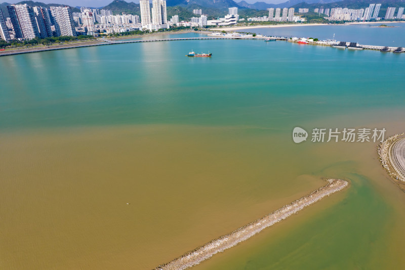 广东珠海海边城市风光航拍摄影图