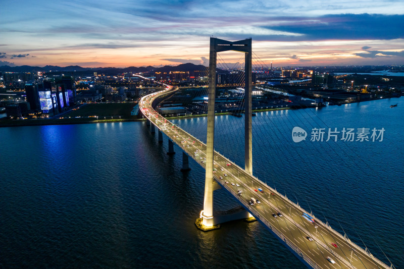 深中通道日落夜景