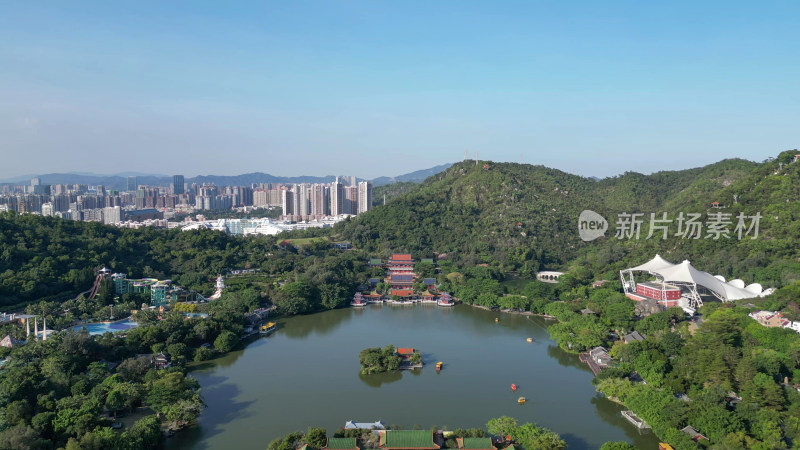 航拍广东珠海圆明新园