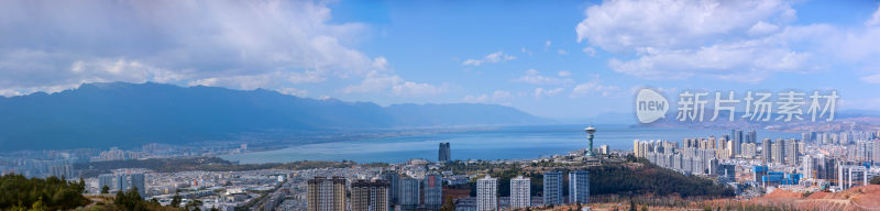 云南大理俯瞰大理俯瞰苍山洱海180度全景