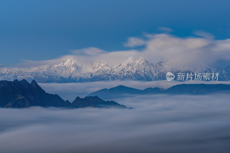 四川雅安牛背山云海云瀑贡嘎雪山自然景观