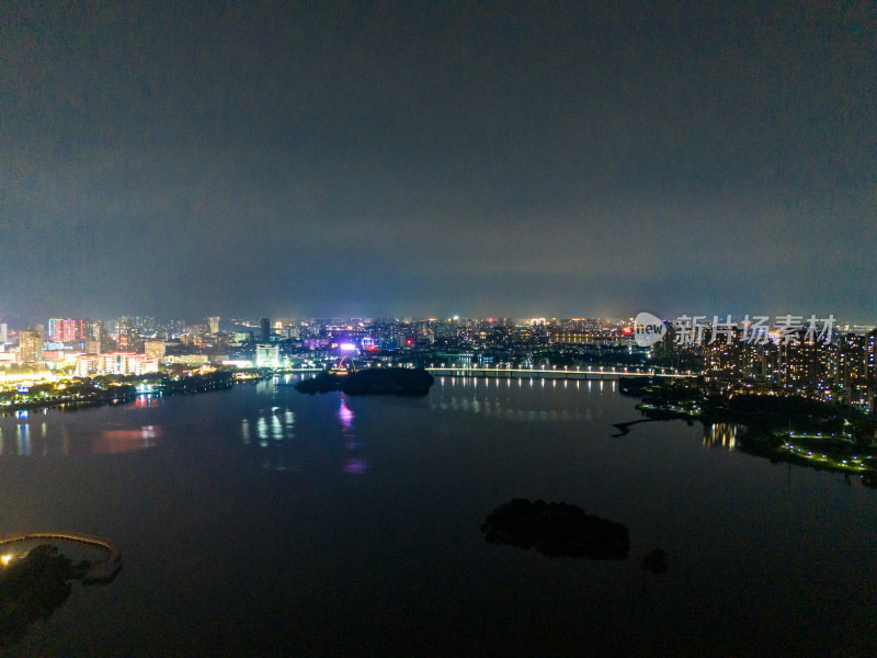 鄂州城市夜景灯光航拍图