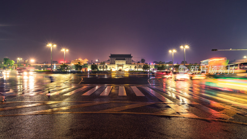 西安古城墙永宁门夜景