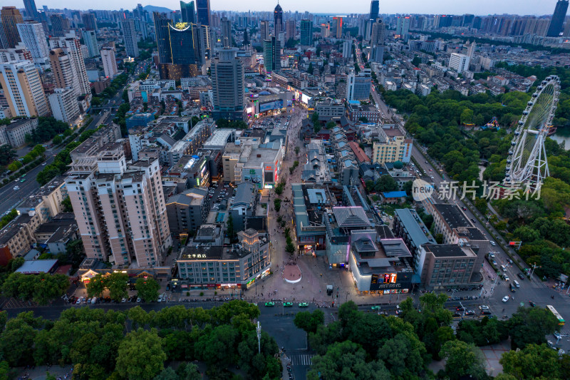 安徽合肥晚霞城市风光航拍图