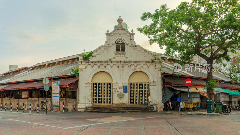 马来西亚槟城西洋建筑风格古建筑菜市场