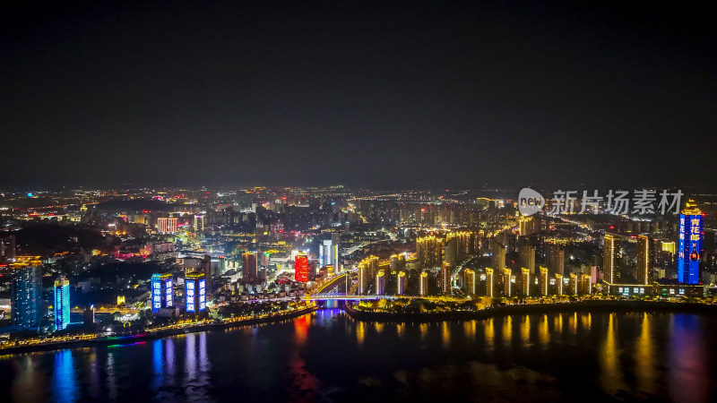 安徽芜湖城市夜景灯光航拍